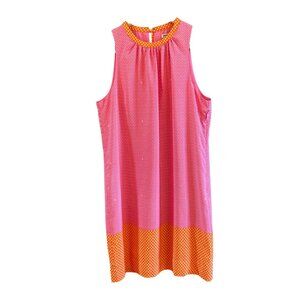 Y2K Vintage Juicy Couture Pink Orange Colorblock Sleeveless Size 6 Knee Length